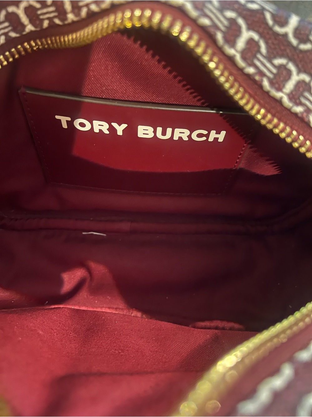Tory Burch Maroon Logo Jacquard Gemini Crossbody Bag with wallet - Picture 4 of 5